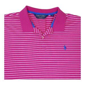 Ralph Lauren Polo XL Golf Striped Cotton Polo Shirt Pink White Stripes